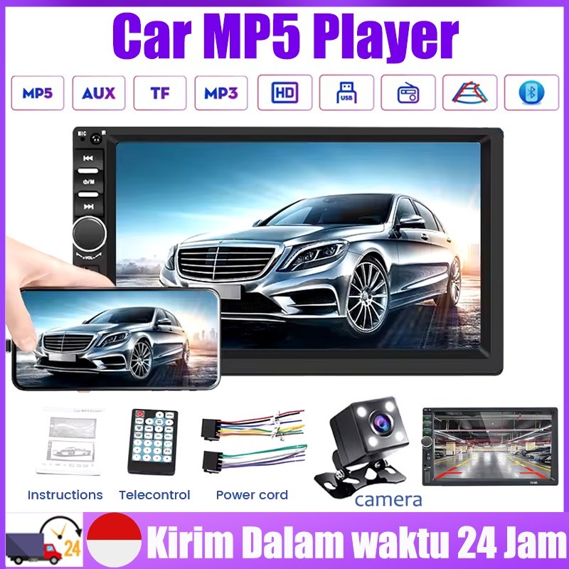 [Ready ya,COD] 7018B 7020 7010 Head Unit Double Din 7 Inch Bluetooth Audio Car MP3 MP5 Player In Touch Screen Radio