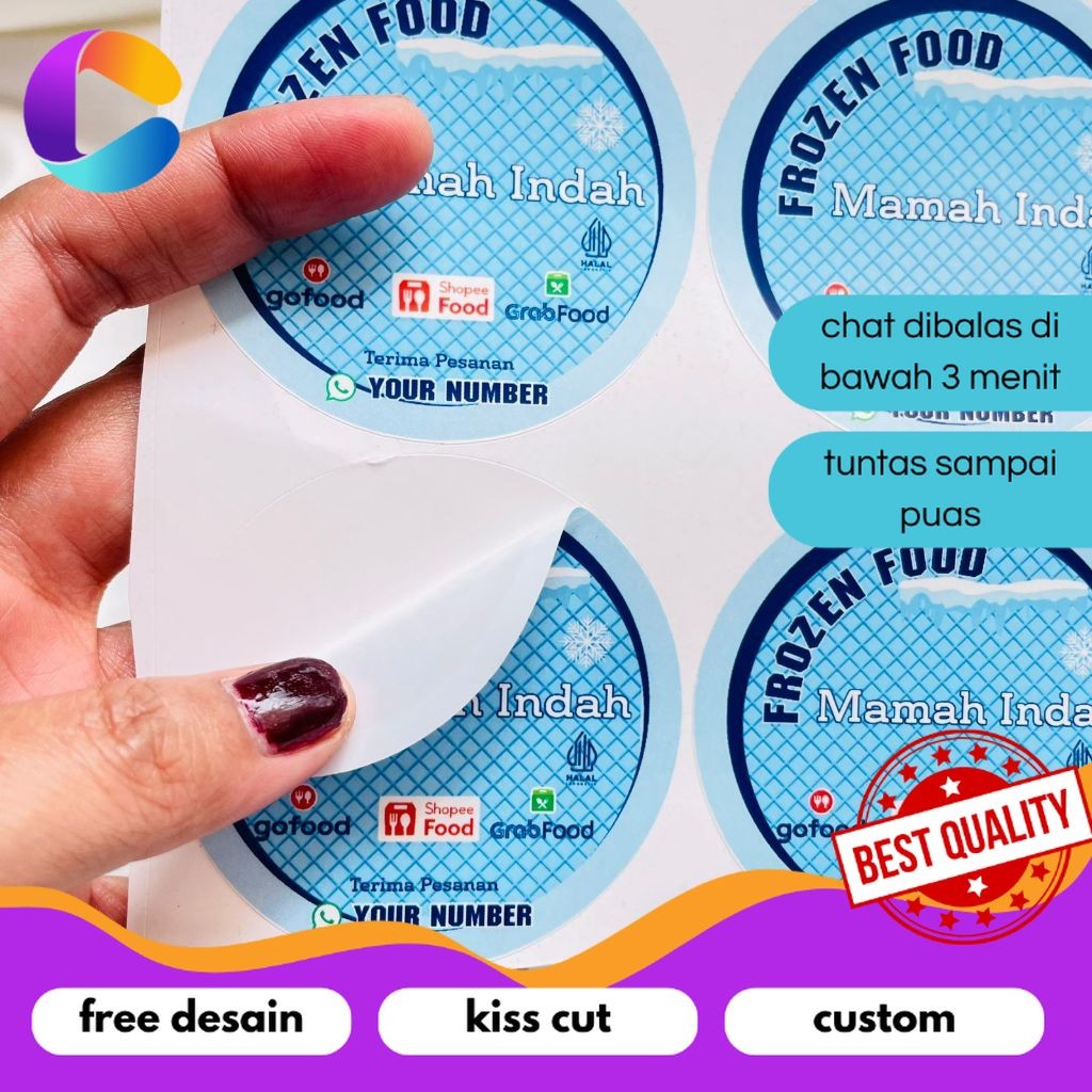 Jual Cetak INC 2-4 Label Bulat Sticker Print Vinyl Stiker Frozen Food ...