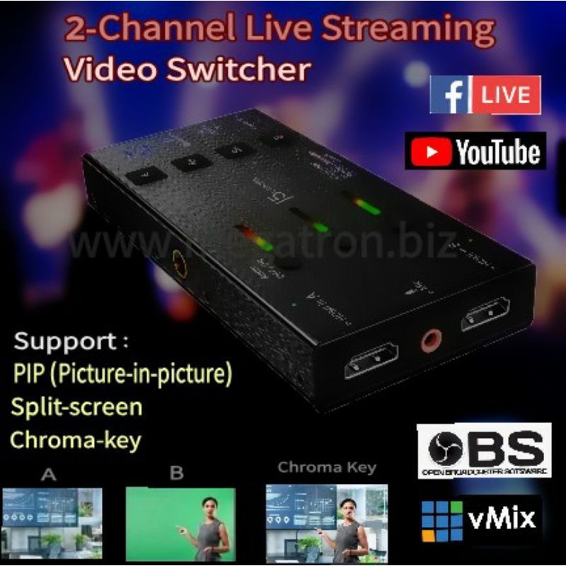 Jual Live Streaming Video Switcher + Capture (2 x HDMI input) - Support ...
