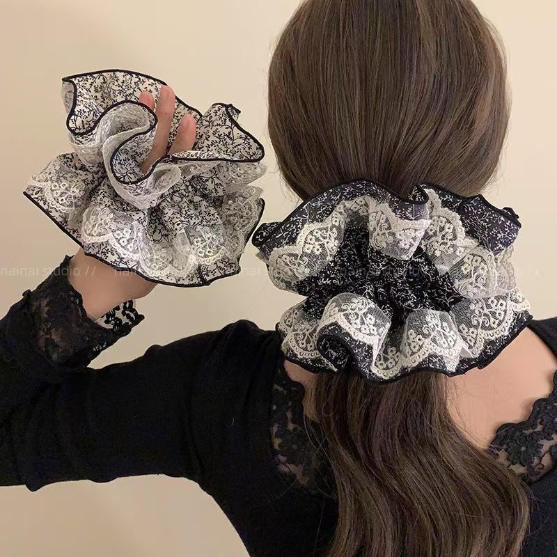 Jual Town Shell - Dena Jumbo Lace Ruffle Korean Scrunchy / Scrunchie ...