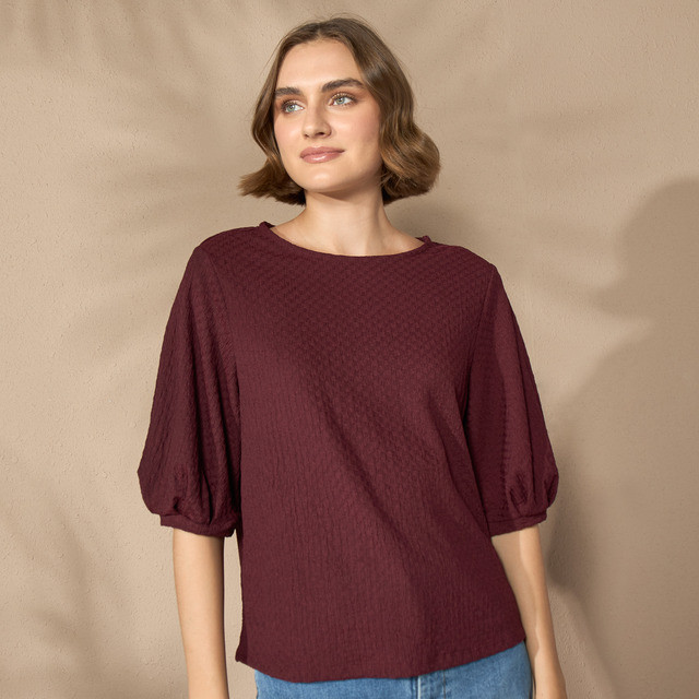 Jual Max Fashions Atasan Wanita Dewasa Textured Crew Neck Top | Shopee ...