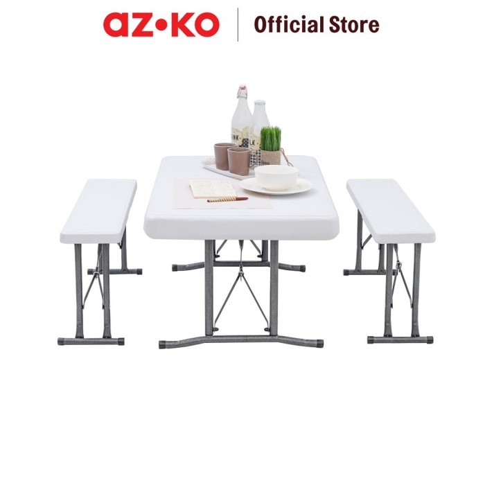 Jual AZKO Krisbow Set Meja & Bangku Bench Lipat - Putih | Shopee Indonesia