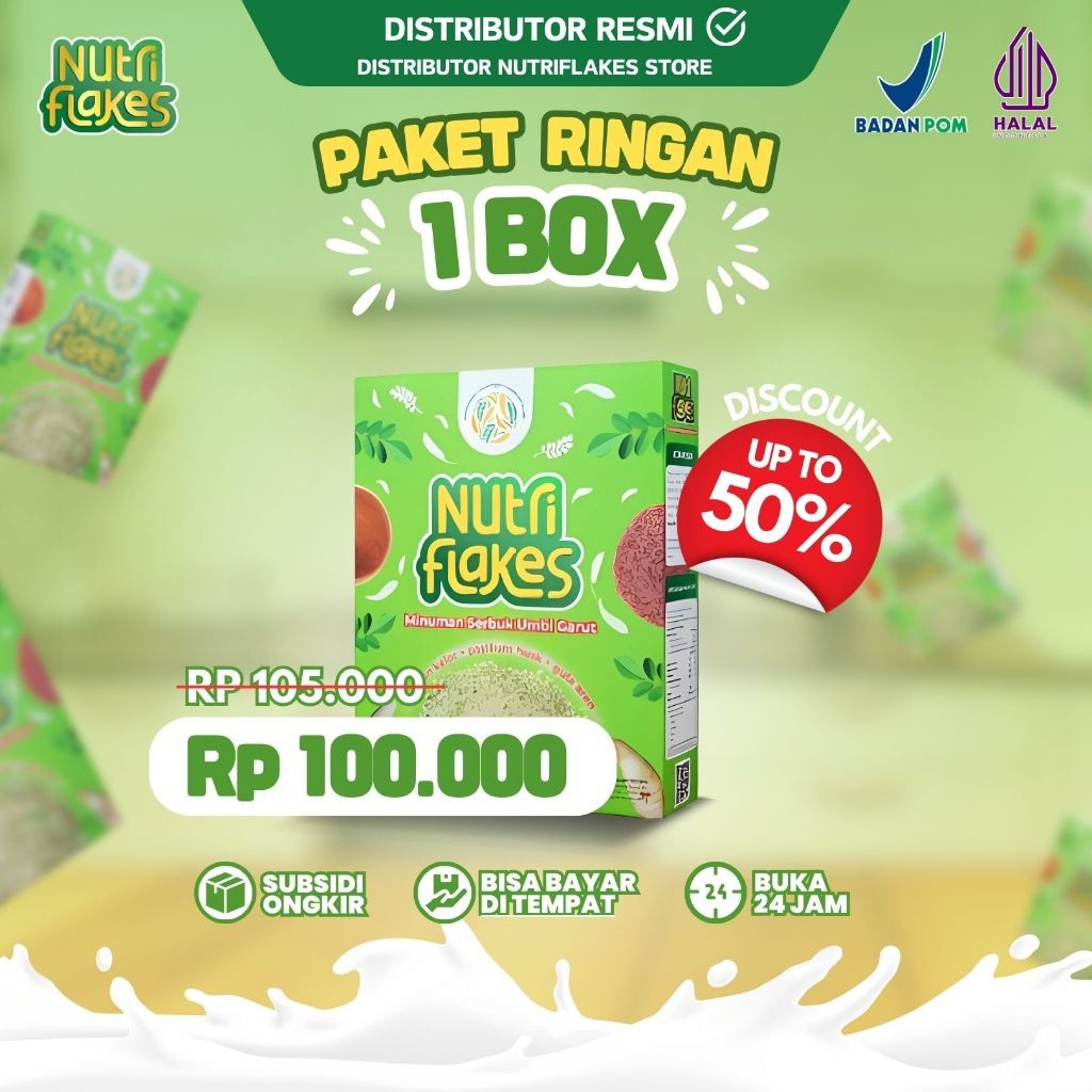 Nutriflakes Sereal Sehat Dari Umbi Garut untuk Atasi Asam Lambung Original 100%