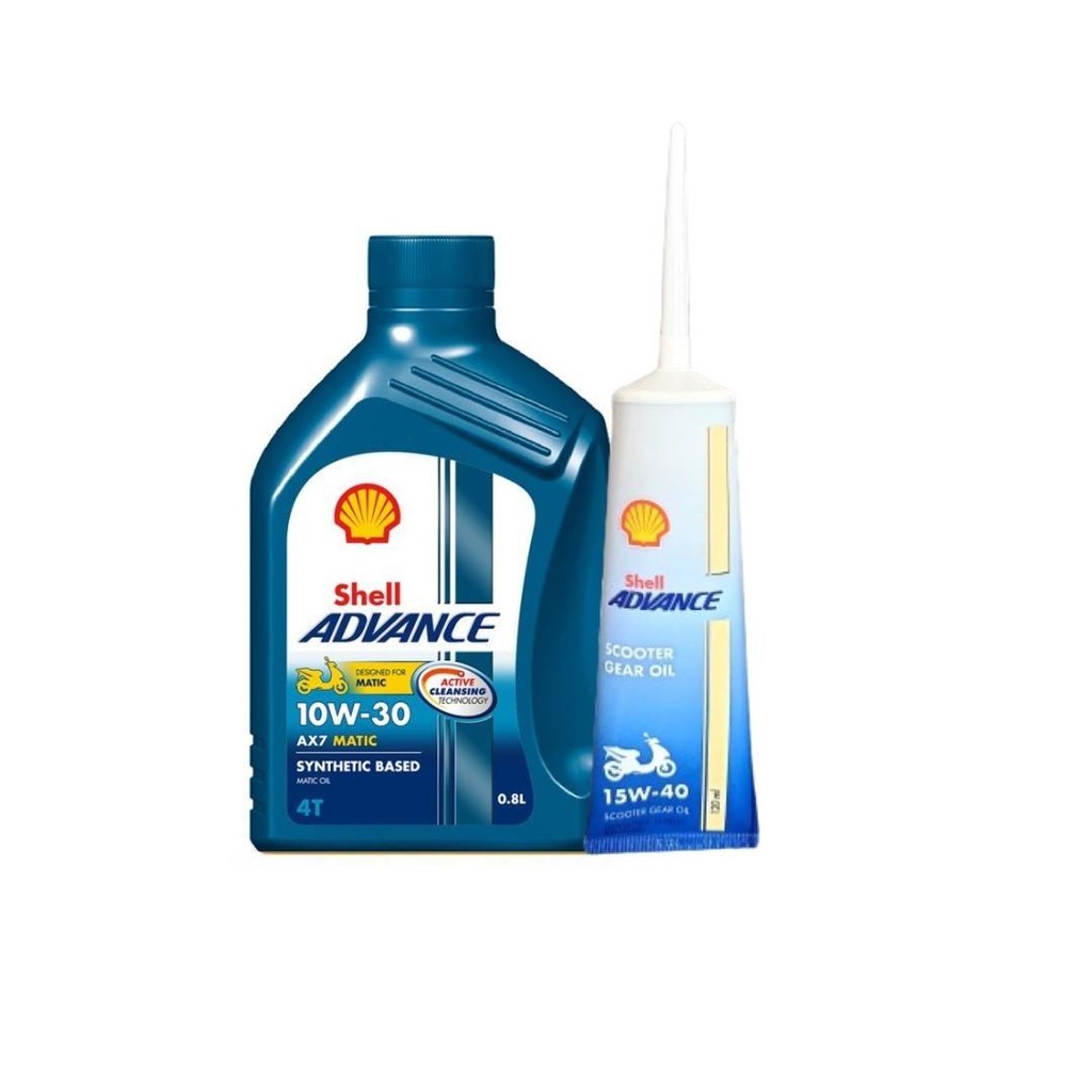 Jual Paket Oli Shell Advance AX7 Matic 10W-30 0.65L 0.8L + Oli Shell ...