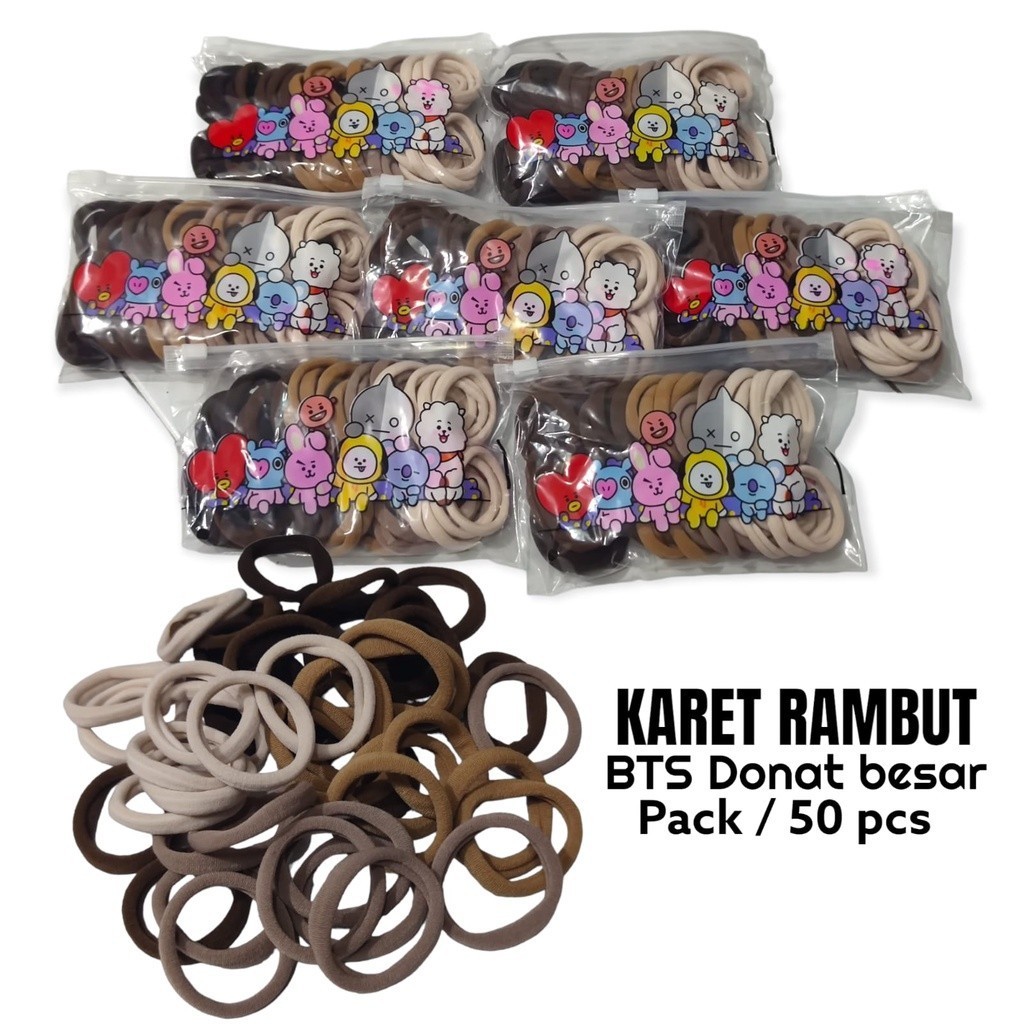 Jual KARET IKAT RAMBUT DONUT DONAT KECIL BESAR BTS - HARGA PER PACK ...