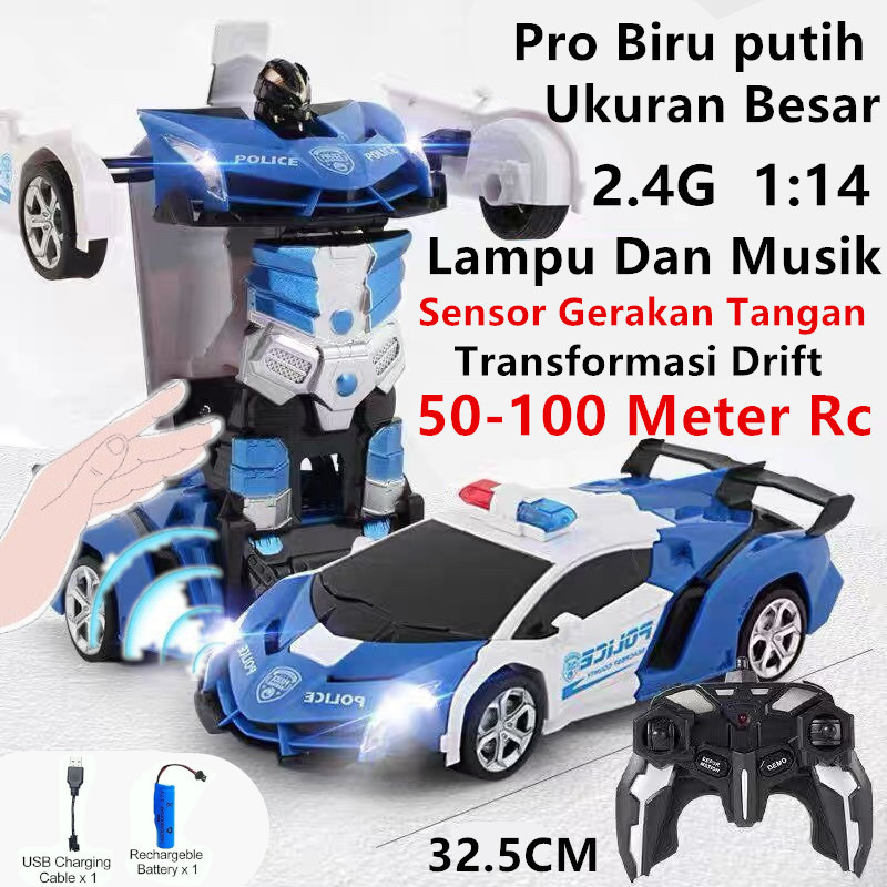 Nodia Toys Mainan Mobil Remote Control Remote Control Mobil Sport Car  Robot Transform Rc Mobil Remote Deformation Robot Rc Car Transforming 
