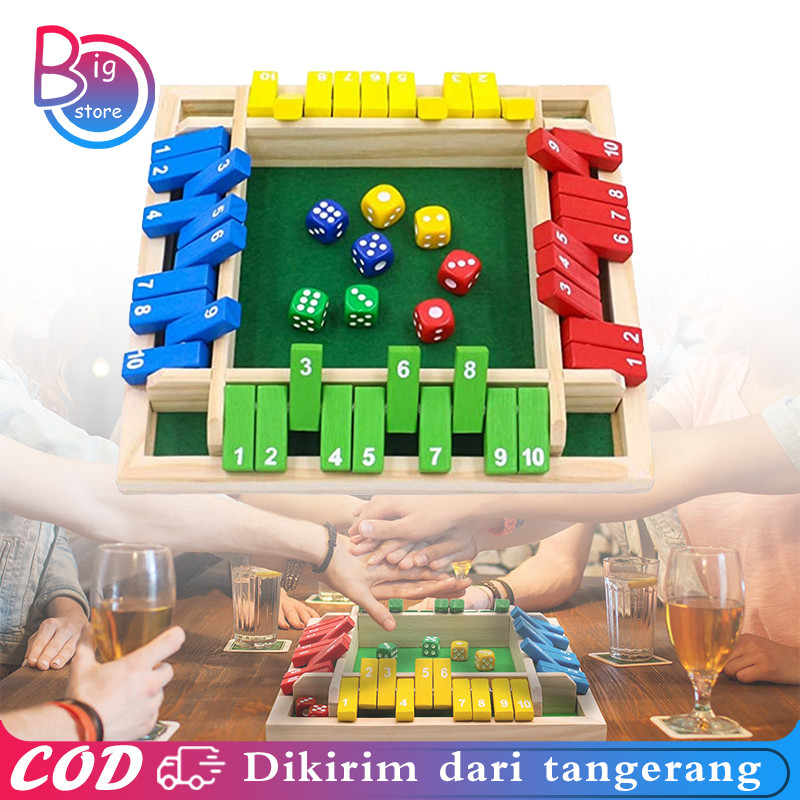 Jual 4 Warna Mainan Board Game Dadu Shut the Box Angka Shut The Box ...