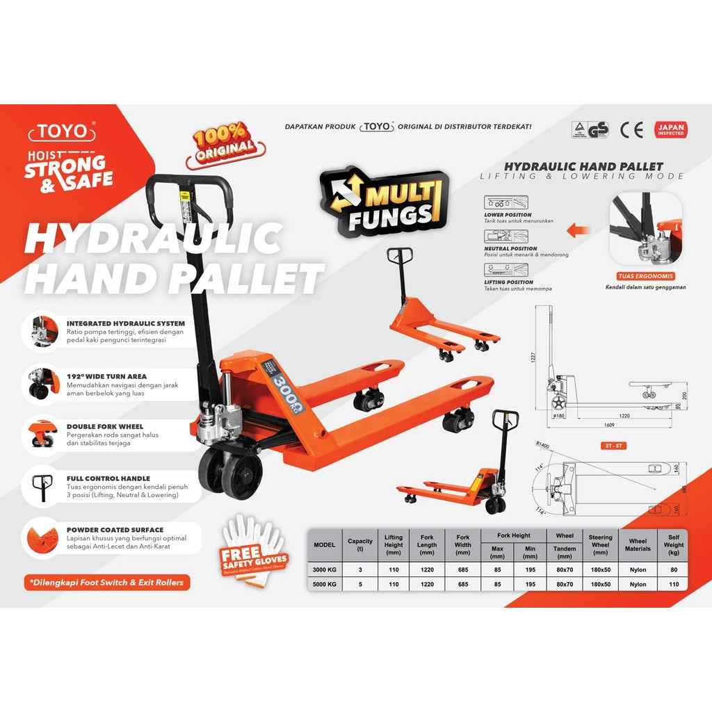 Jual Toyo Hydraulic Hand Pallet Truck Trolley Ton Kg Shopee Indonesia