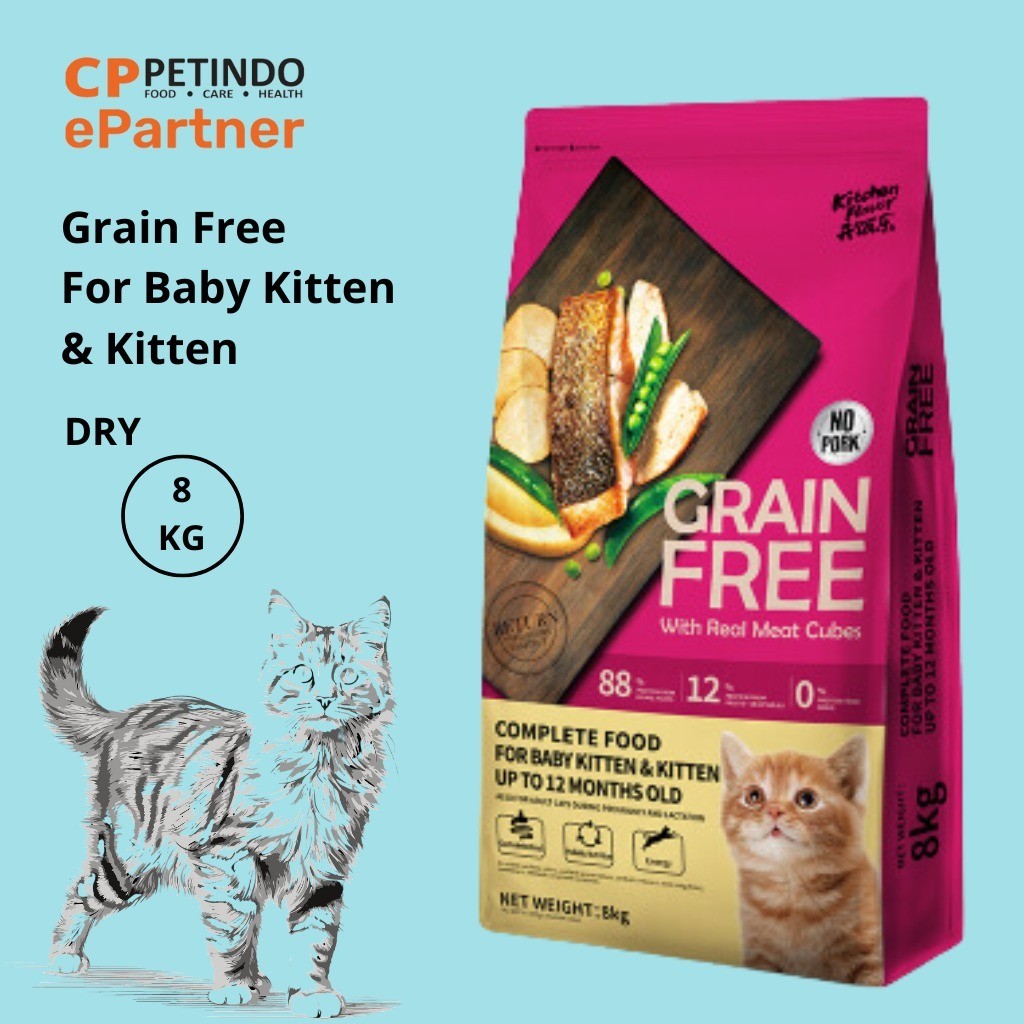 Jual Kitchen Flavor Grain Free Baby Cat & Kitten Food - 8 Kg | Shopee ...