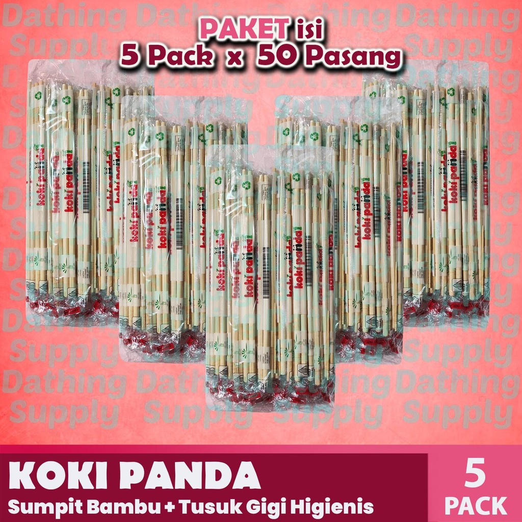 Jual ( 5 PACK ) Sumpit KOKI PANDA import Per 5 PCS Isi 250 pasang dan ...
