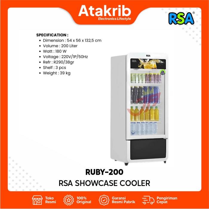 Jual RSA SHOWCASE COOLER RUBY-200 / RUBY 200 No Frost System 200 Liter ...