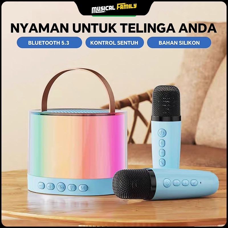 Jual Speaker K52 + 2 MIC Bluetooth Mini Speaker Karaoke Speaker ...