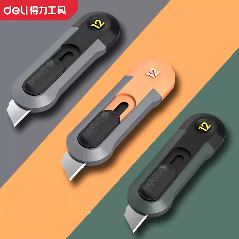 Jual Deli Mini Auto Retract Utility Knife Portable Box Cutter, Sharp ...