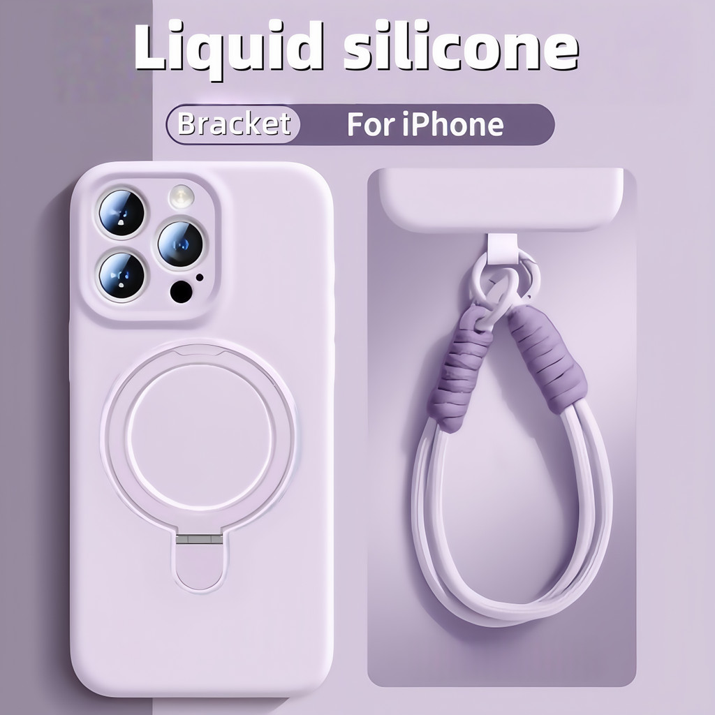 Jual Premium Luxury Magnetic Liquid Silicone Lanyard Bracket Phone Case ...