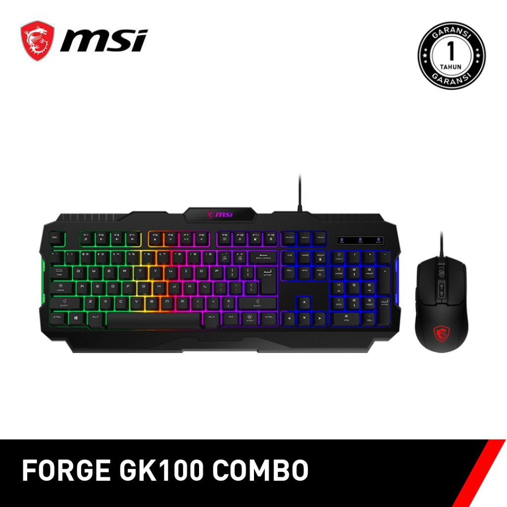 Jual MSI Forge GK100 Combo Keyboard Gaming Membrane + Mouse RGB ...