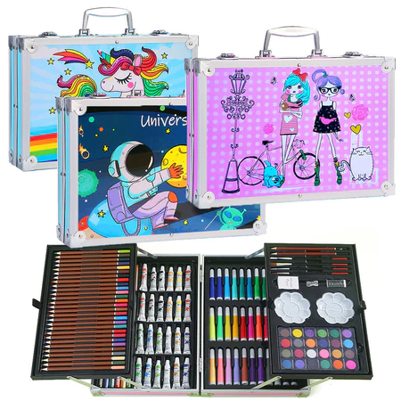 Koper Set Pensil Warna dan Krayon 145 pieces untuk menggambar dan mewarnai