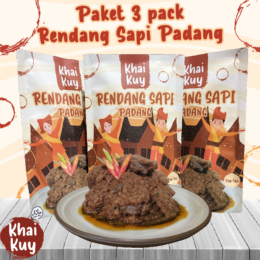 Jual Paket Hemat 3 Pack 150gr Rendang Daging Sapi Asli Padang Khaikuy ...