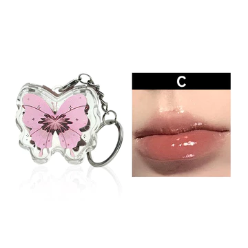 CAPPUVINI Lip Gloss Gantungan Kunci Kupu Lip Gloss Padat Lip Tint Yang Menghidrasi Lipstick