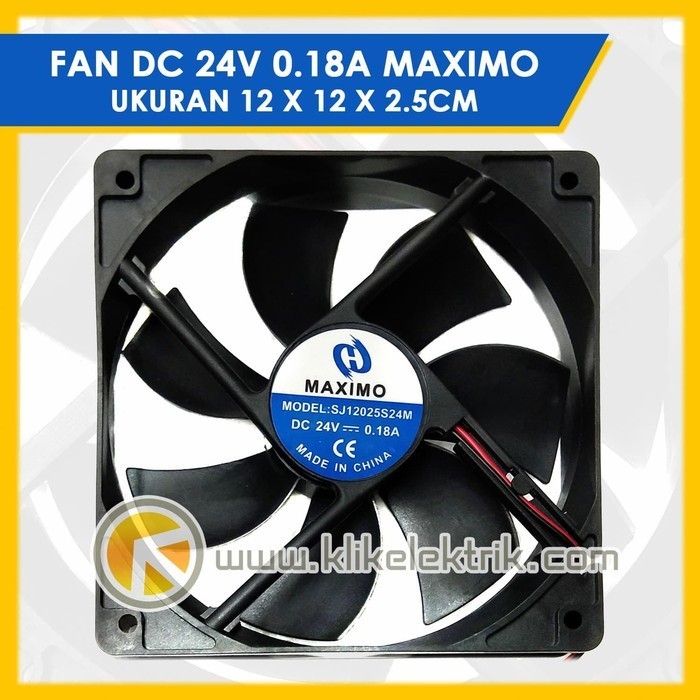 Jual Fan DC 24V 4 inch Kipas Pendingin Fan MAXIMO 24VDC 0.18A 12X12X2 ...