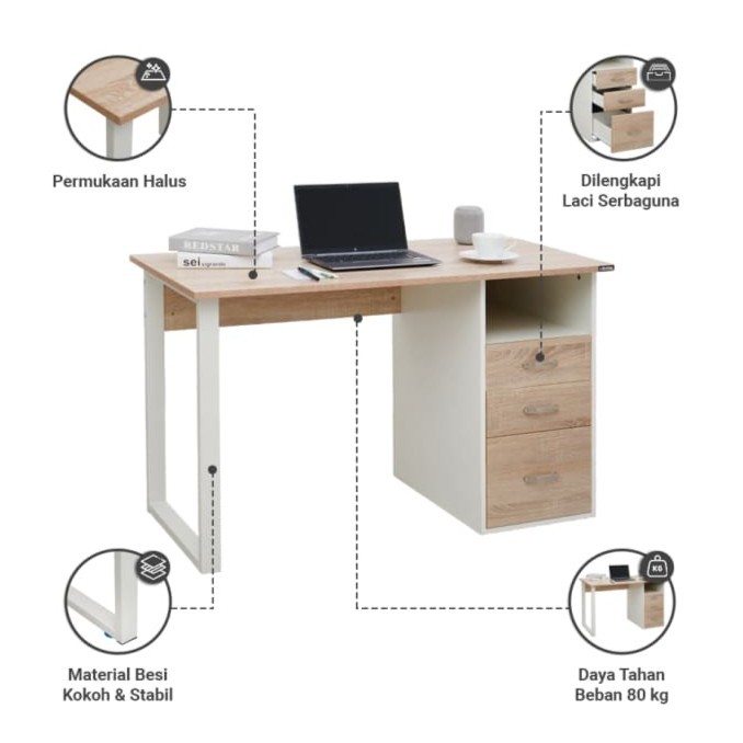 Jual Meja Kantor Modern 3 Laci INFORMA Meja Kerja Staff Karyawan Kantor ...