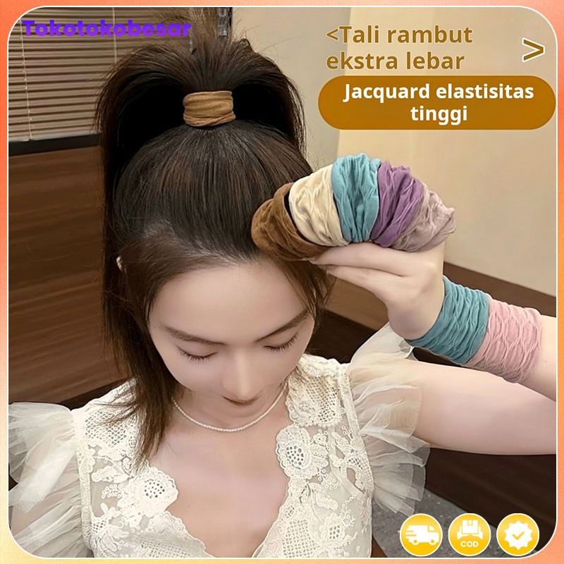 Jual 5PCS-10PCS Ikat rambut ekor kuda tinggi masker mulus ultra-lebar ...