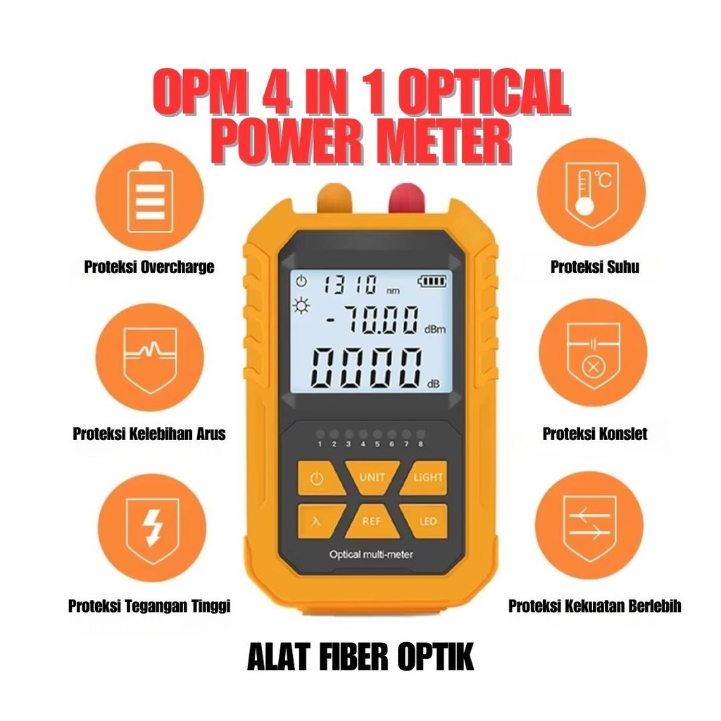 Jual OPM 4 in 1 Optical Power Meter 4in1 VFL Cable Test RJ45 Gelombang ...