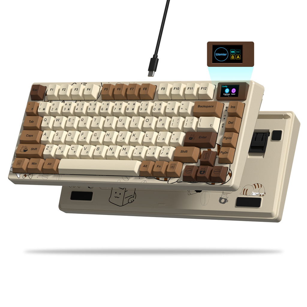 Jual Womier S-K80 Coffe Cat Gaming Keyboard with Color Display Hot Swap ...