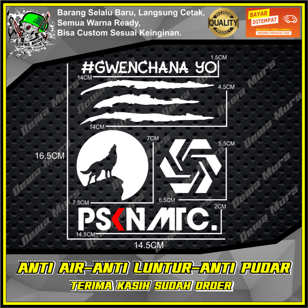 Jual PAKET 5 IN 1 #GWENCHANA YO CAKAR BULAN SERIGALA LOGO PSKNMTC ...