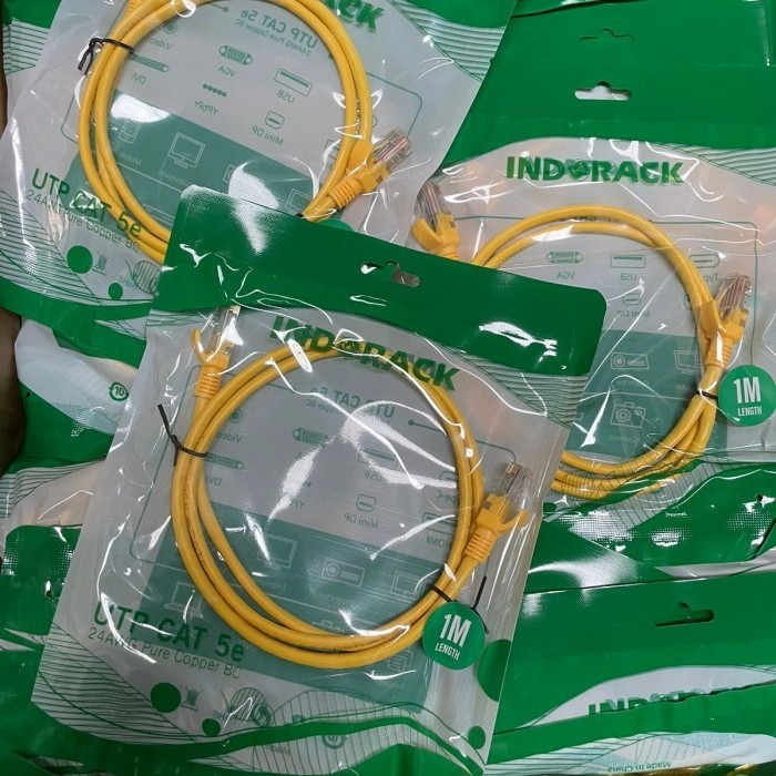 Jual INDORACK KABEL LAN UTP CAT 5E 1METER ( KUNING ) | Shopee Indonesia