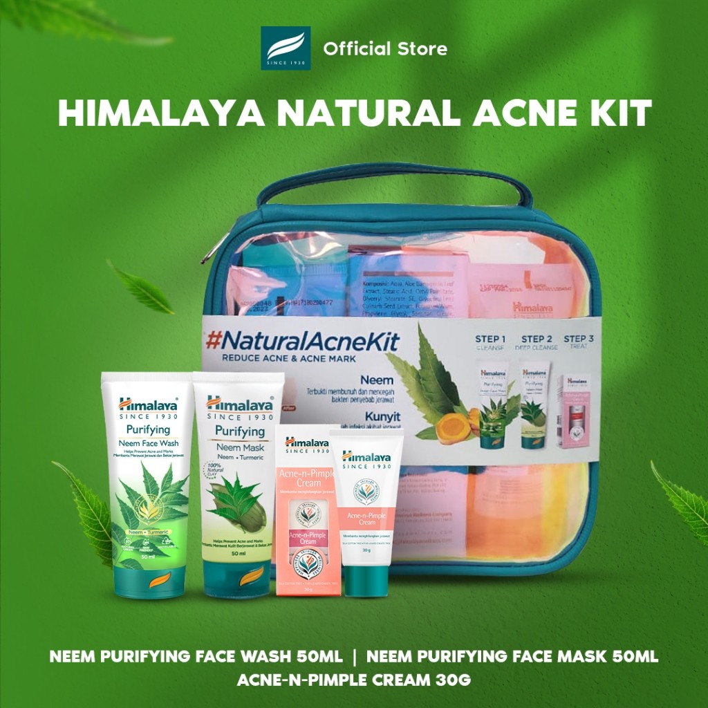 Jual MFI - [FREE GIFT] Himalaya Natural Acne Kit + Pouch | Reduce Acne ...
