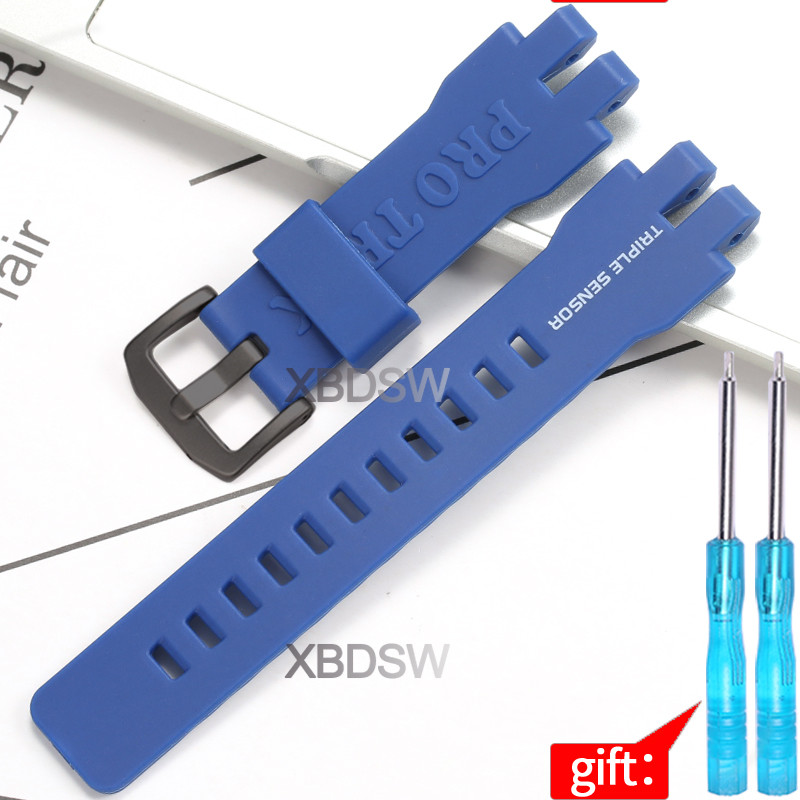 Cinturino di ricambio in resina impermeabile da 20 mm per Casio Protrek PRG-300 PRW-6000 PRW-6100 PRW-3000 PRW-3100 – adatto per uomini e donne, accessorio per orologio, Nero, 20mm, Fibbia nera e