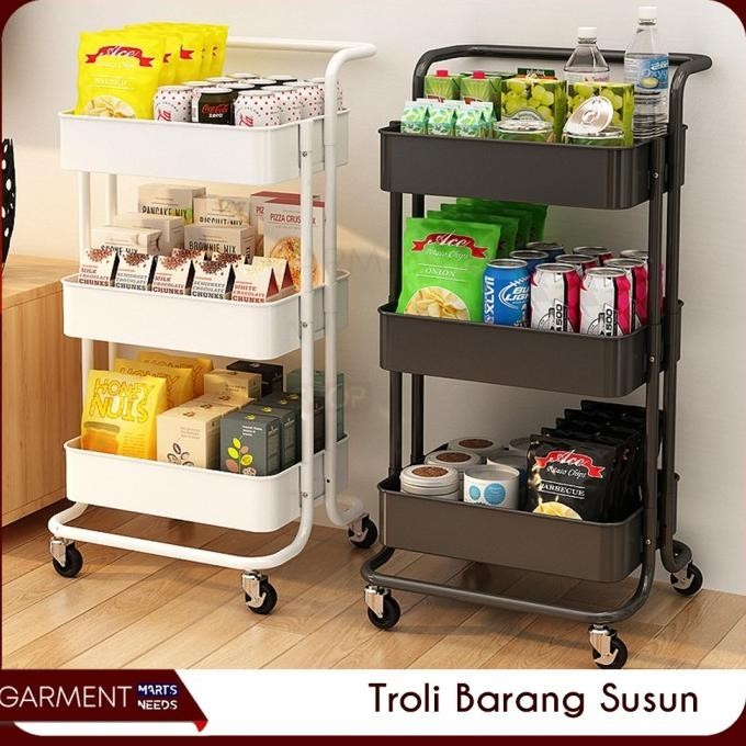 Jual RAK TROLI SUSUN DAPUR 3 TINGKAT TROLLEY SALON ESTETIS RODA ...