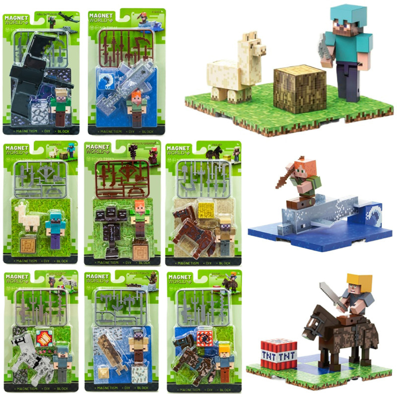 Jual Minecraft Steve Mini Action Figures Anime Magnetic Blocks Model MC ...
