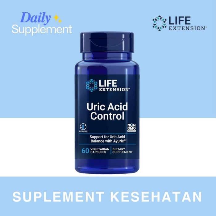 Jual Life Extension Uric Acid Control - 60 Vegetarian Capsules, Non-GMO ...