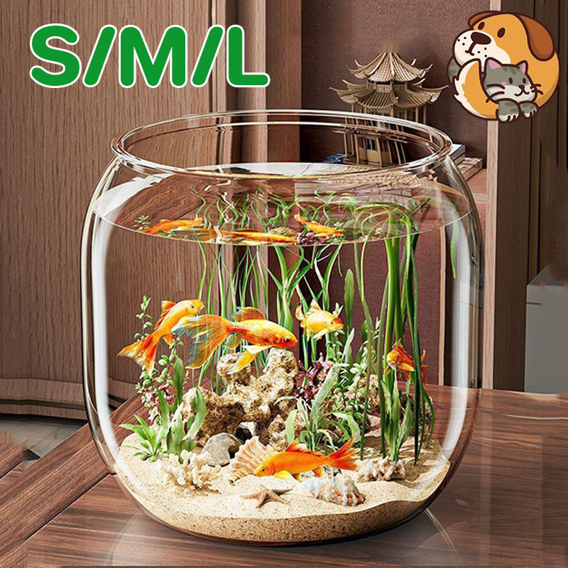 Aquarium Bulat Plastic Mini Aquarium Toples Bulat Ikan Hias Aquarium Toples Bulat Kura-Kura Wadah Tanaman Hias Hidroponik Cupang Mini Vas Aquarium Bulat Ikan Hias Fish Bowl Estetik