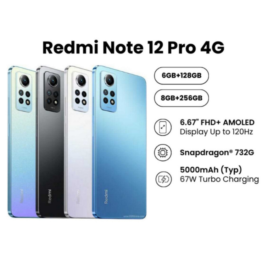 Jual (Second Like New) Redmi Note 12 Pro 4G | 6.67" FHD+ AMOLED Display ...