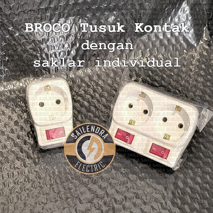 Jual BROCO STOP KONTAK STEKER 1 2 LUBANG SAKLAR ON OFF 13813 13823 ...