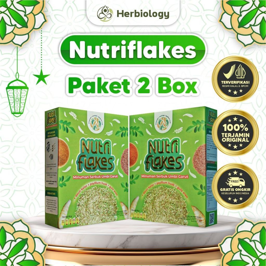 Paket 2 Box Nutriflakes : Menu Sarapan Sehat untuk Meredakan Asam Lambung Isi 280 Gram Herbilogy_