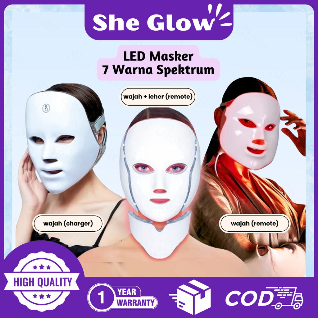 Jual She Glow (GARANSI 1 TAHUN) Masker LED PDT Light 7 Warna Led Mask ...