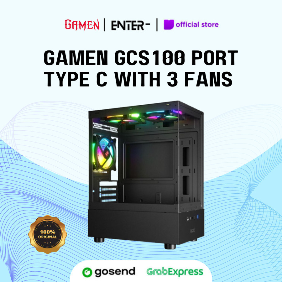 Jual Casing PC Gamen GCS100 Port Type C With 3 Fans Hitam | Shopee ...