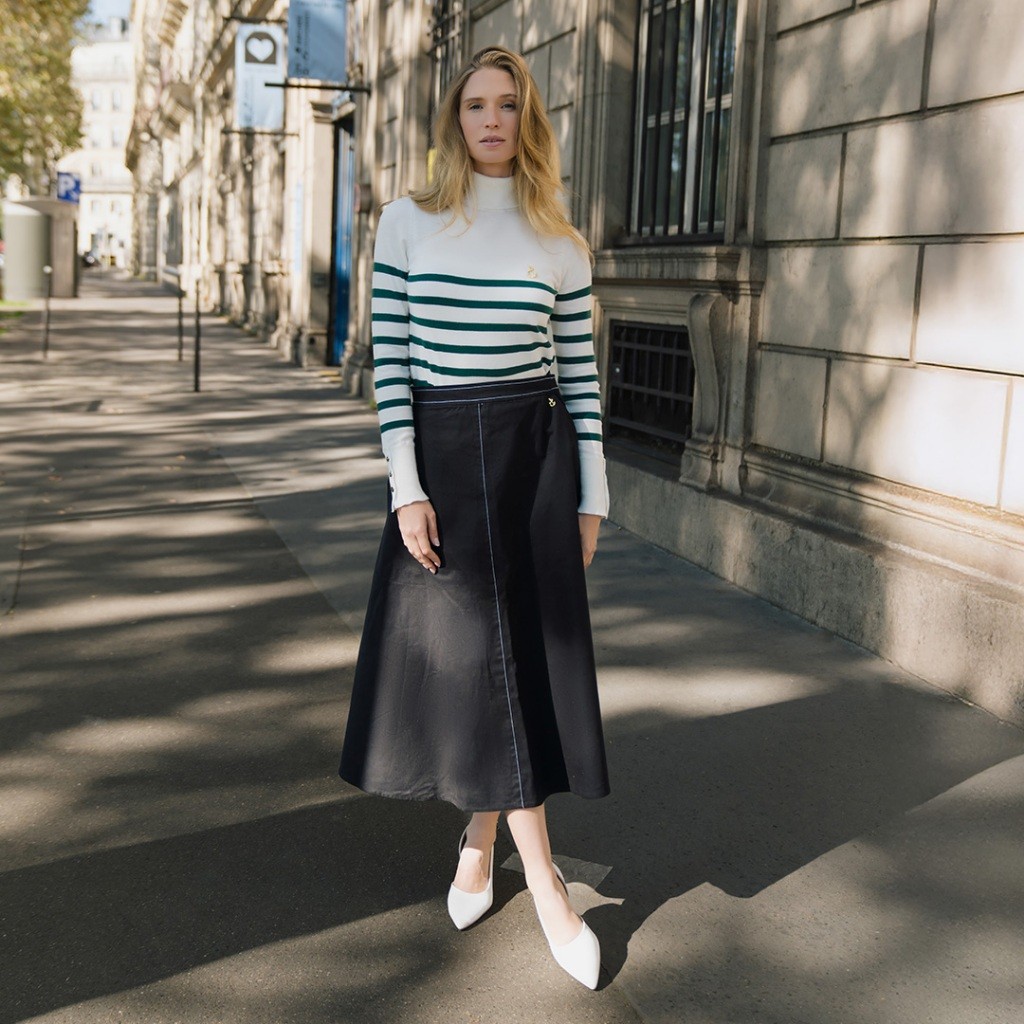 Nafa Turtleneck Stripe Botanical Green