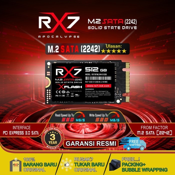 Jual SSD RX7 M2 SATA 512GB 2242 M.2 SATA / M2SATA GARANSI RESMI 3 TAHUN ...
