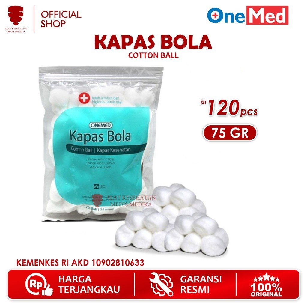 Jual Onemed Kapas Bola 75G Isi 120 Ball Serbaguna Kesehatan Peralatan