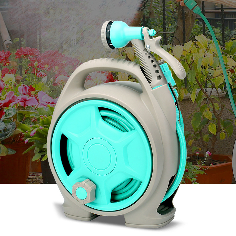 Jual Mini Portable Garden Pipe Hose Reel Cart With Water Spray Set ...
