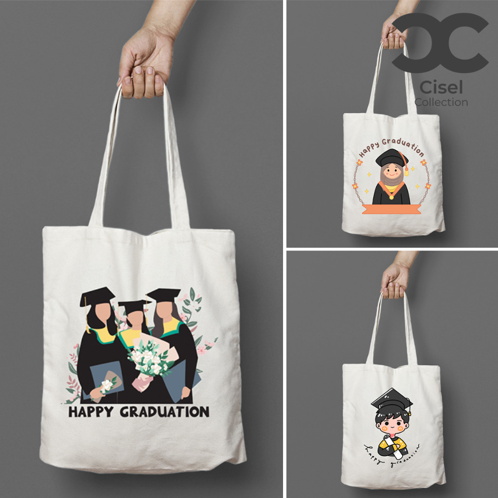 Jual Tote Bag Tas Kanvas Resleting TEBAL Graduation Kelulusan Sekolah ...