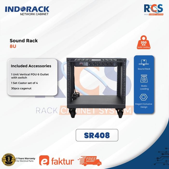 Jual INDORACK SR408 Sound Rack 8U Depth 450mm Rack Audio Sound System ...