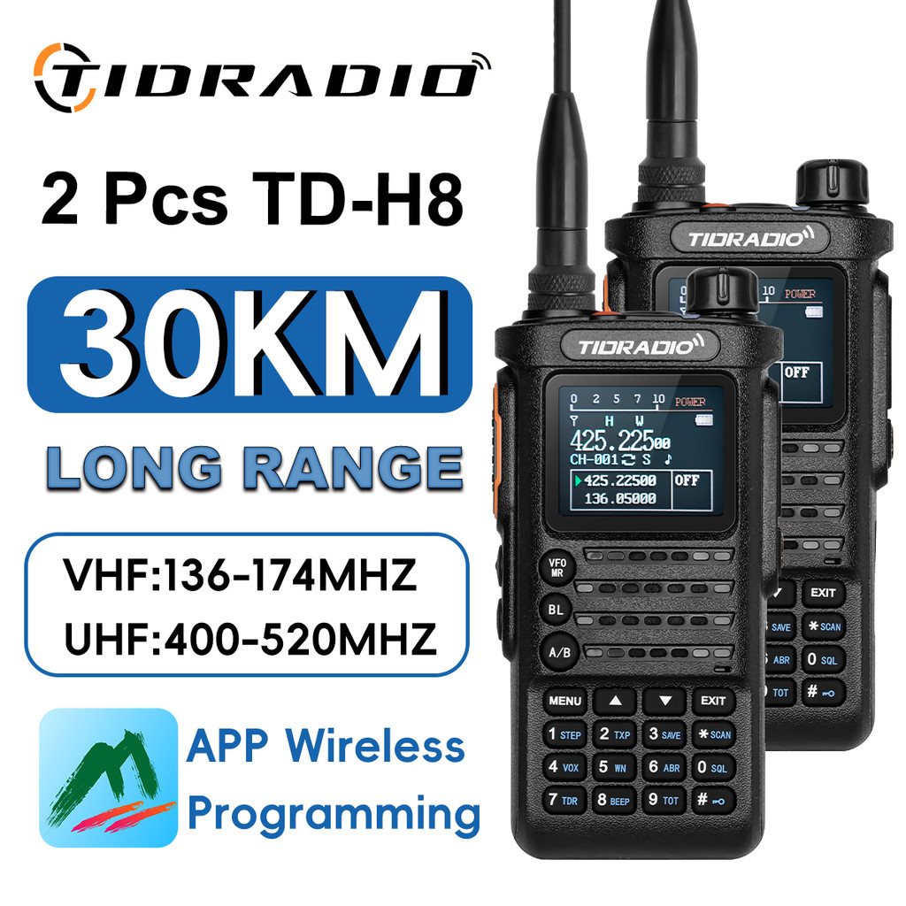 TIDRADIO TD-H8 2ND &ndash; Radio Portatile Multibanda GMRS/HAM &ndash; 250 Canali &ndash; Programmazione Wireless