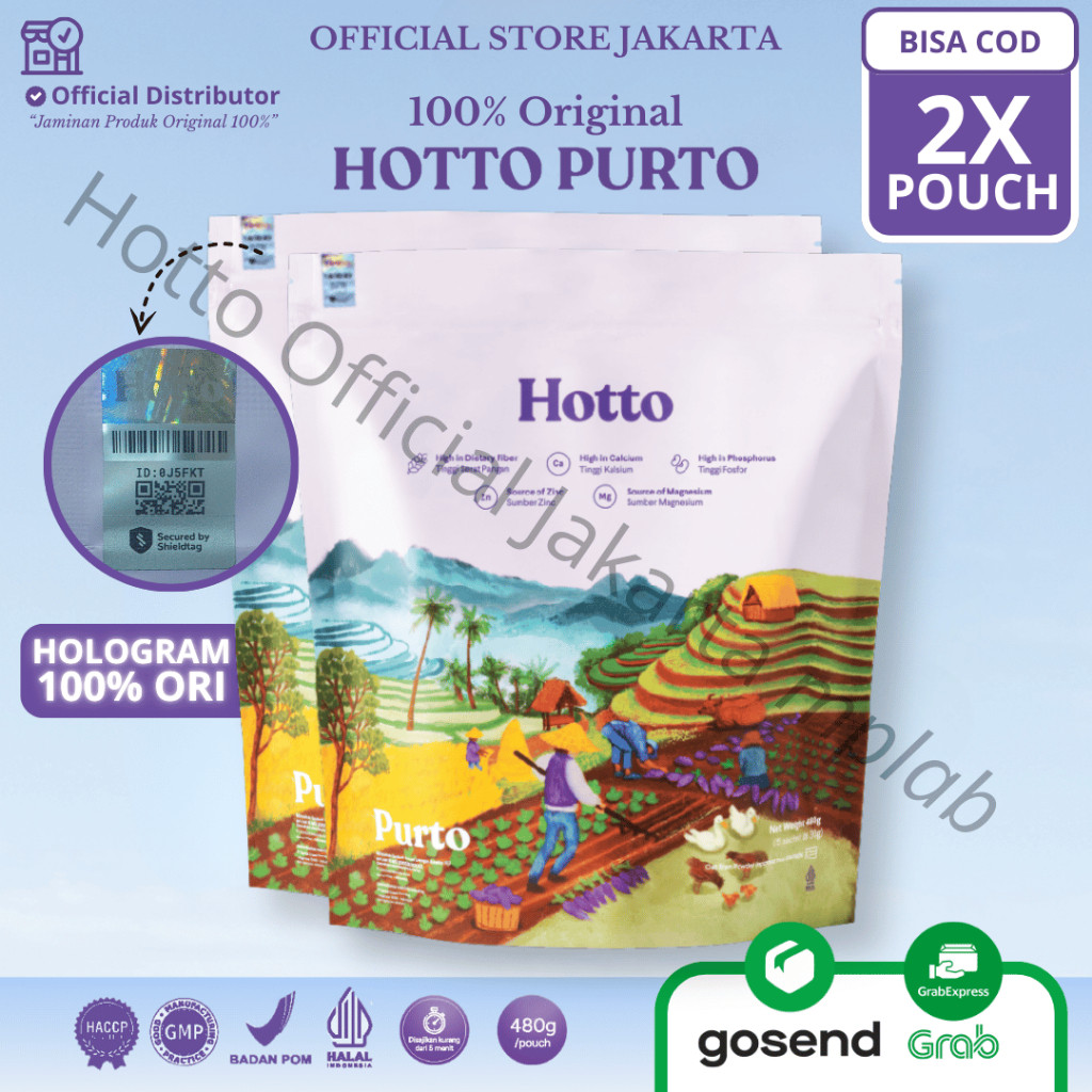 2 Pouch Sereal Hotto Purto (32 Sachet) Oat Nutrisi Tinggi Paling Lengkap Cocok Obat Gerd Asam Lambung Dan Diet BPOM Halal