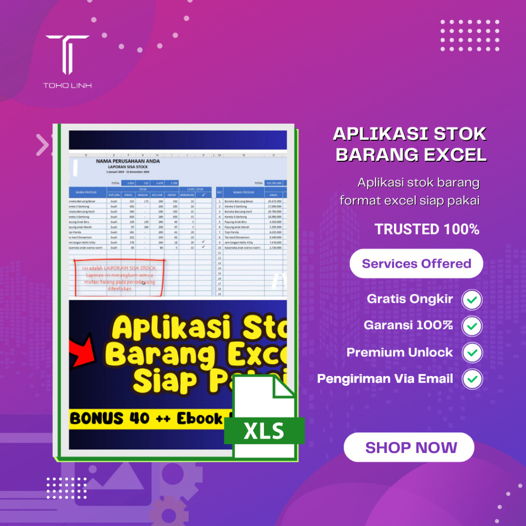 Jual stok barang format excel siap pakai | aplikasi stok barang ...