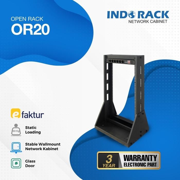 Jual OR20 Open Rack 20U INDORACK Rak 20U Rack Server Modem Audio WIfi ...